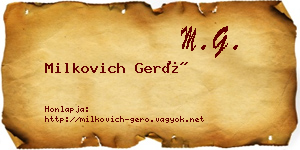 Milkovich Gerő névjegykártya